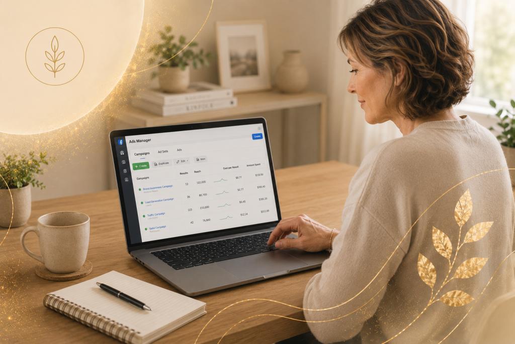 Women learning how to do Facebook ads for her business