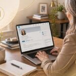 Mature woman setting up her online account