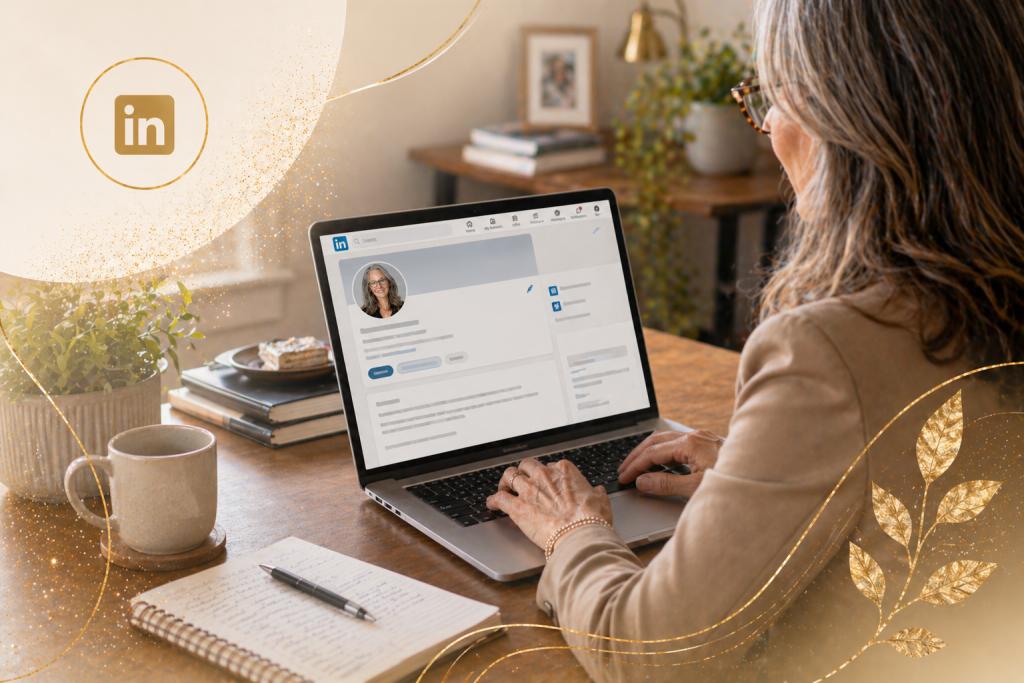 Mature woman setting up her online account