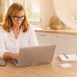 Mature woman connection her business online