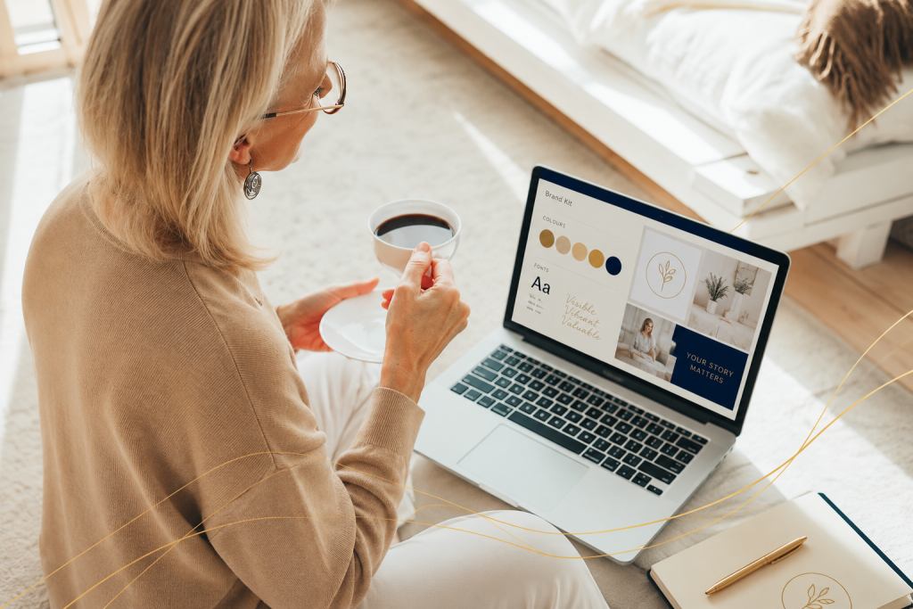 mature woman relaxed creating her business