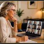 woman talking on a laptop in a face to face meeting